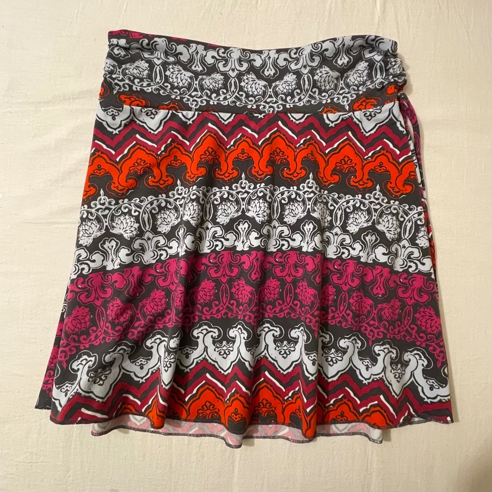 Soybu Womens Skirt Medium Multicolor‎ Patterned Knit Drawstring Waist Casual